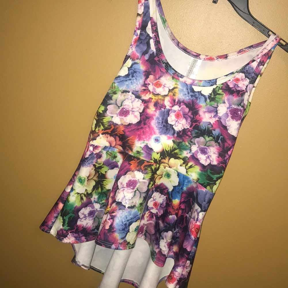 Rainbows & Flowers Peplum Top